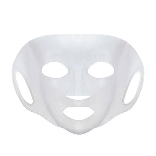 Woman with AquaFirm Shield™ gel mask, boosting hydration and firming skin.